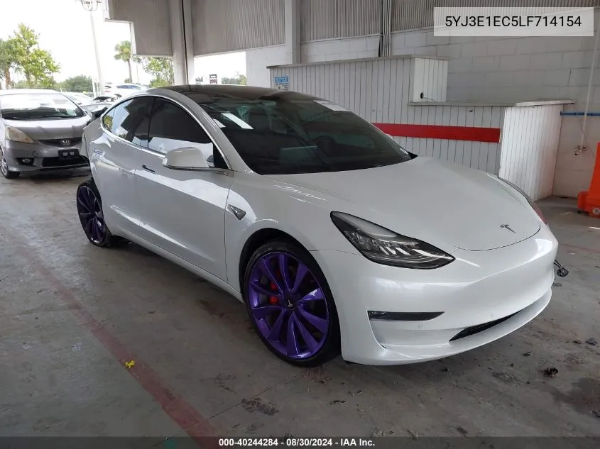 2020 Tesla Model 3 Performance Dual Motor All-Wheel Drive VIN: 5YJ3E1EC5LF714154 Lot: 40244284