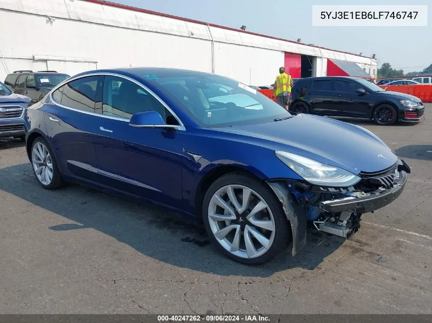 2020 Tesla Model 3 Long Range Dual Motor All-Wheel Drive VIN: 5YJ3E1EB6LF746747 Lot: 40247262