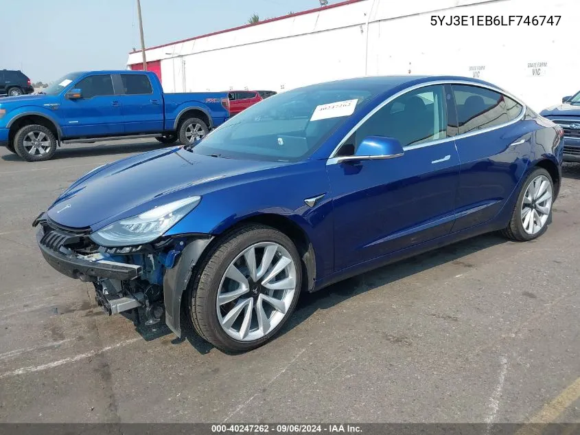 2020 Tesla Model 3 Long Range Dual Motor All-Wheel Drive VIN: 5YJ3E1EB6LF746747 Lot: 40247262