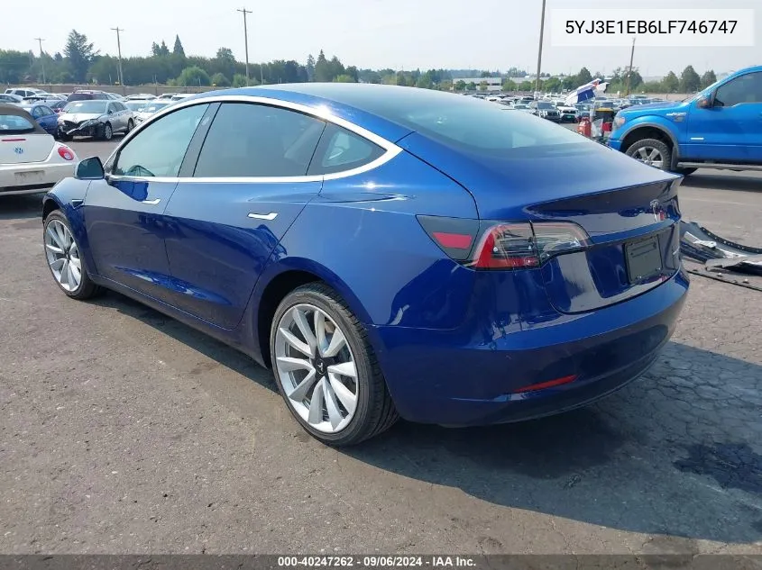 2020 Tesla Model 3 Long Range Dual Motor All-Wheel Drive VIN: 5YJ3E1EB6LF746747 Lot: 40247262