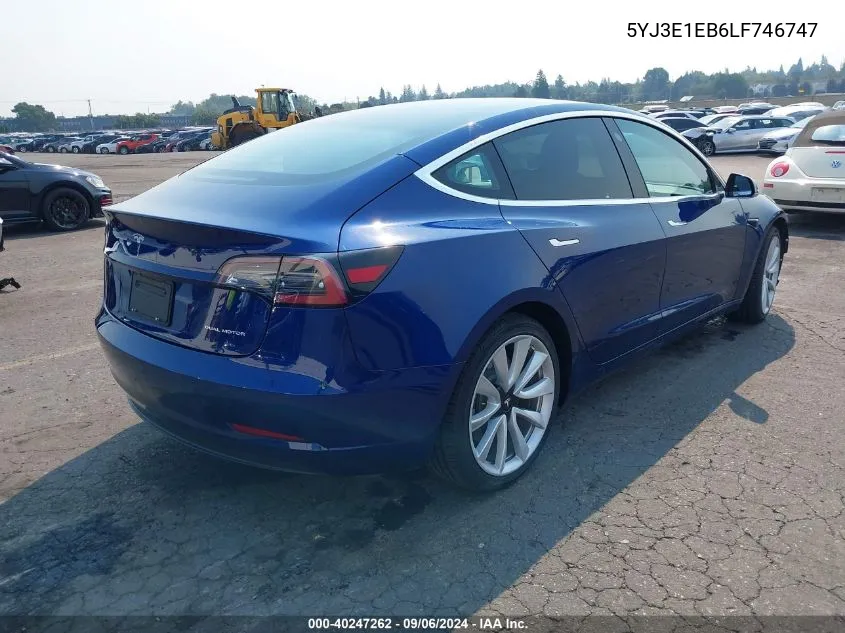 2020 Tesla Model 3 Long Range Dual Motor All-Wheel Drive VIN: 5YJ3E1EB6LF746747 Lot: 40247262