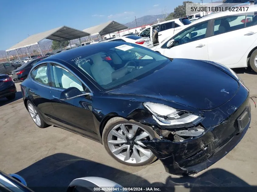 2020 Tesla Model 3 Long Range Dual Motor All-Wheel Drive VIN: 5YJ3E1EB1LF622417 Lot: 40266941