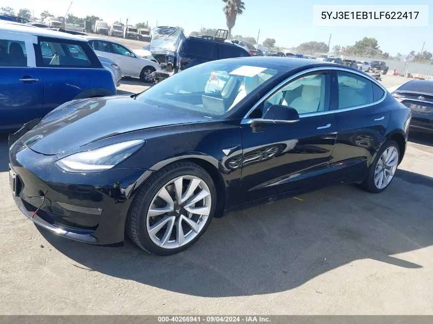 2020 Tesla Model 3 Long Range Dual Motor All-Wheel Drive VIN: 5YJ3E1EB1LF622417 Lot: 40266941