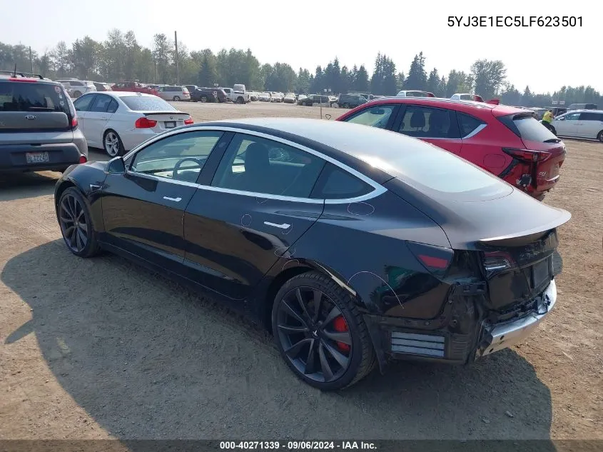 2020 Tesla Model 3 Performance Dual Motor All-Wheel Drive VIN: 5YJ3E1EC5LF623501 Lot: 40271339