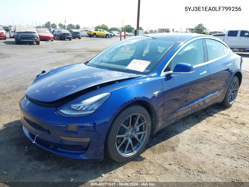 2020 Tesla Model 3 Standard Range Plus Rear-Wheel Drive/Standard Range Rear-Wheel Drive VIN: 5YJ3E1EA0LF799256 Lot: 40271637