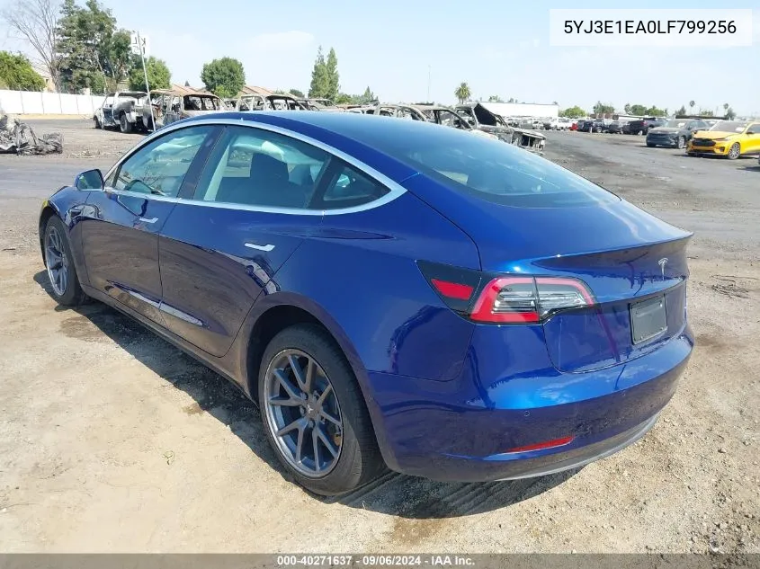 2020 Tesla Model 3 Standard Range Plus Rear-Wheel Drive/Standard Range Rear-Wheel Drive VIN: 5YJ3E1EA0LF799256 Lot: 40271637