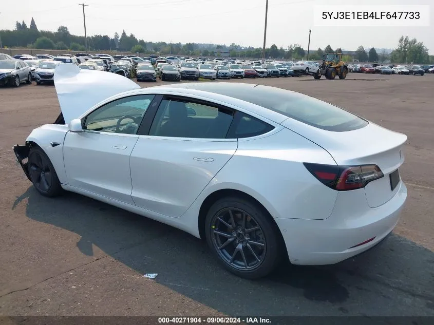 2020 Tesla Model 3 Long Range Dual Motor All-Wheel Drive VIN: 5YJ3E1EB4LF647733 Lot: 40271904