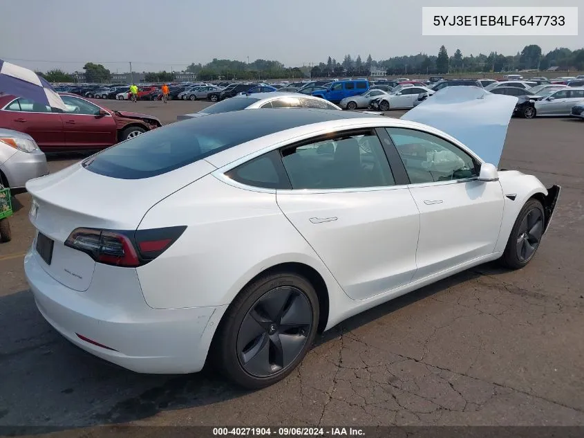 2020 Tesla Model 3 Long Range Dual Motor All-Wheel Drive VIN: 5YJ3E1EB4LF647733 Lot: 40271904