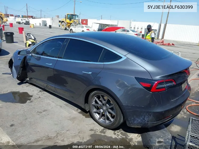 2020 Tesla Model 3 Standard Range Plus Rear-Wheel Drive/Standard Range Rear-Wheel Drive VIN: 5YJ3E1EA0LF630399 Lot: 40272197