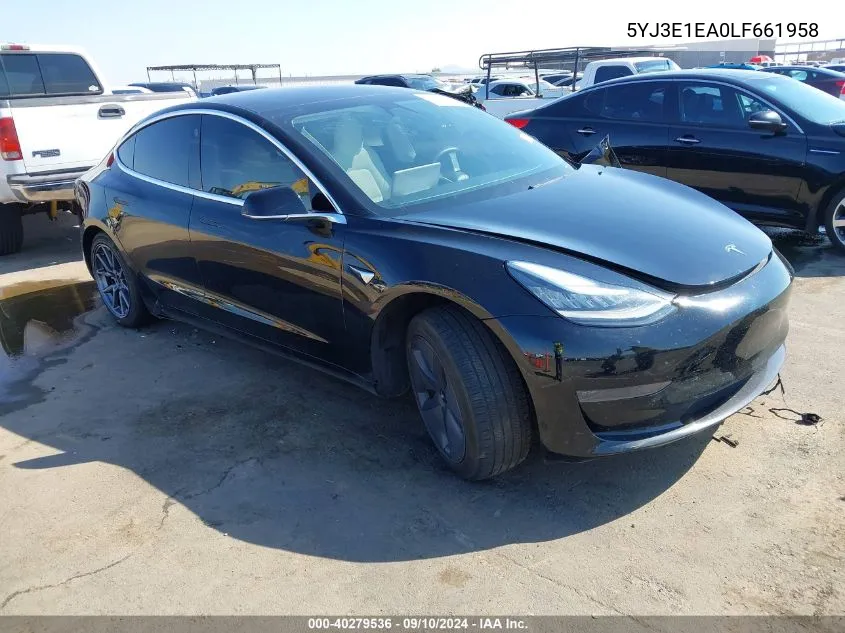 2020 Tesla Model 3 Standard Range Plus Rear-Wheel Drive/Standard Range Rear-Wheel Drive VIN: 5YJ3E1EA0LF661958 Lot: 40279536