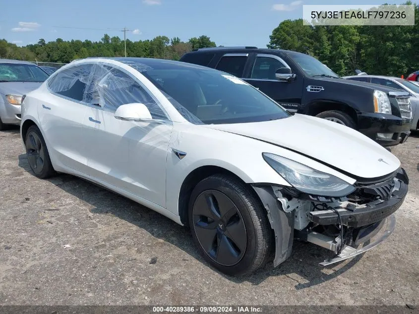 2020 Tesla Model 3 Standard Range Plus Rear-Wheel Drive/Standard Range Rear-Wheel Drive VIN: 5YJ3E1EA6LF797236 Lot: 40289386