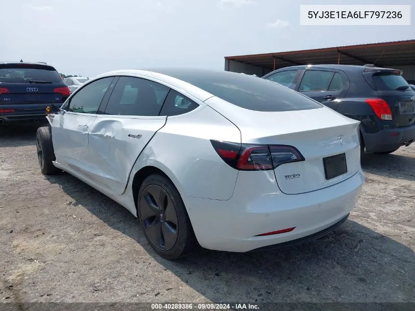 2020 Tesla Model 3 Standard Range Plus Rear-Wheel Drive/Standard Range Rear-Wheel Drive VIN: 5YJ3E1EA6LF797236 Lot: 40289386