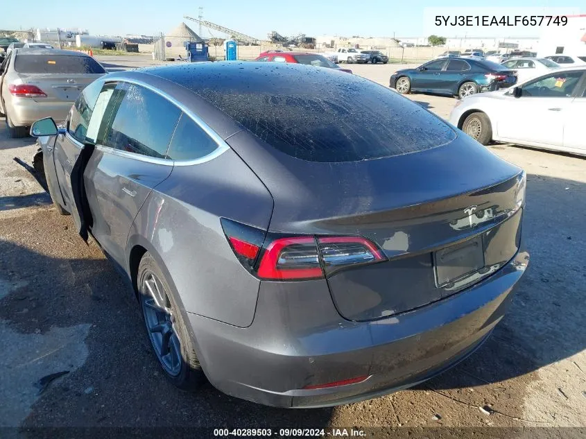 2020 Tesla Model 3 Standard Range Plus Rear-Wheel Drive/Standard Range Rear-Wheel Drive VIN: 5YJ3E1EA4LF657749 Lot: 40289503