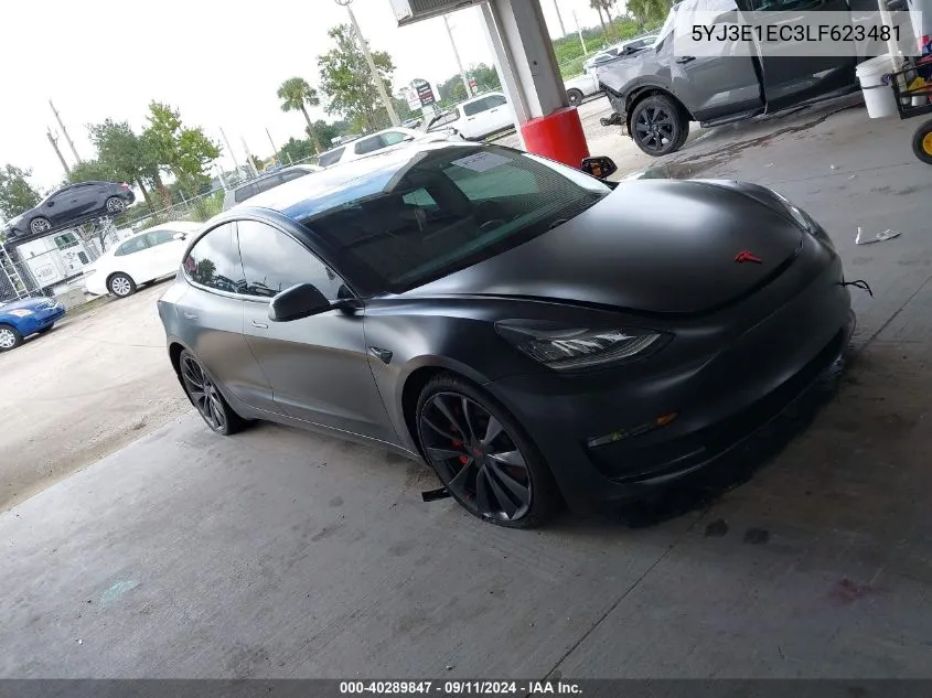 2020 Tesla Model 3 VIN: 5YJ3E1EC3LF623481 Lot: 40289847