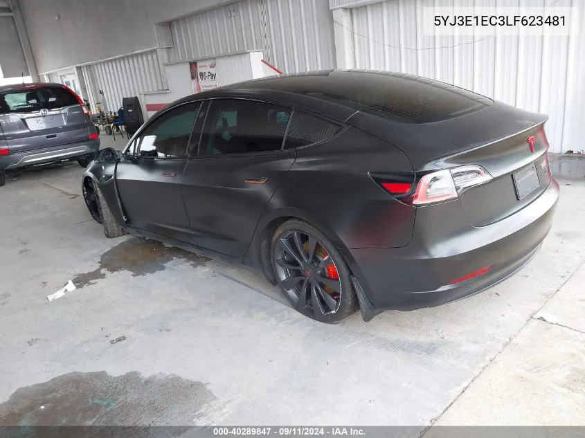 2020 Tesla Model 3 VIN: 5YJ3E1EC3LF623481 Lot: 40289847