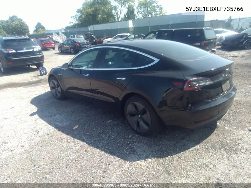 2020 Tesla Model 3 Long Range Dual Motor All-Wheel Drive VIN: 5YJ3E1EBXLF735766 Lot: 40295963