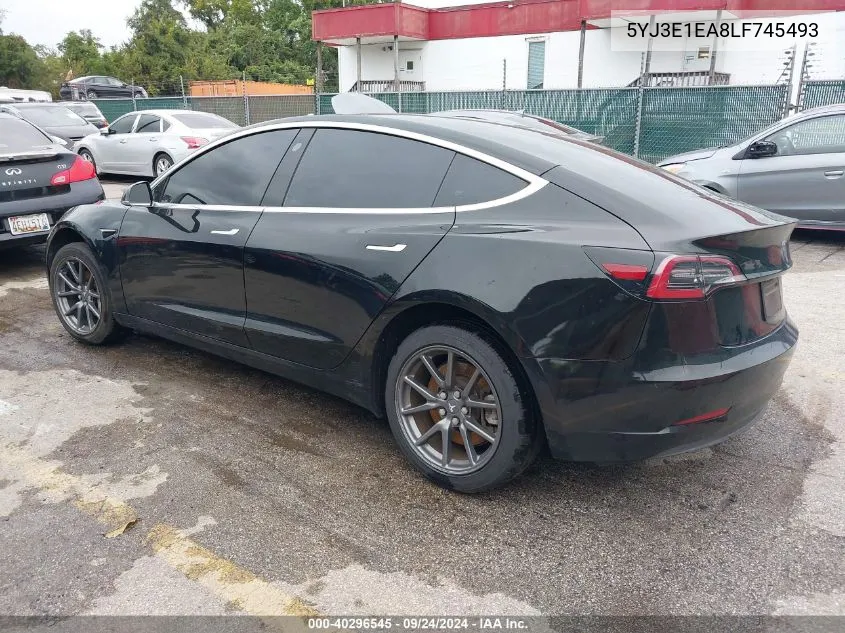 2020 Tesla Model 3 Standard Range Plus Rear-Wheel Drive/Standard Range Rear-Wheel Drive VIN: 5YJ3E1EA8LF745493 Lot: 40296545