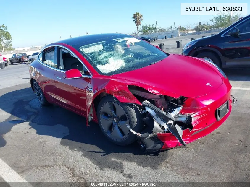 2020 Tesla Model 3 Standard Range Plus Rear-Wheel Drive/Standard Range Rear-Wheel Drive VIN: 5YJ3E1EA1LF630833 Lot: 40313264