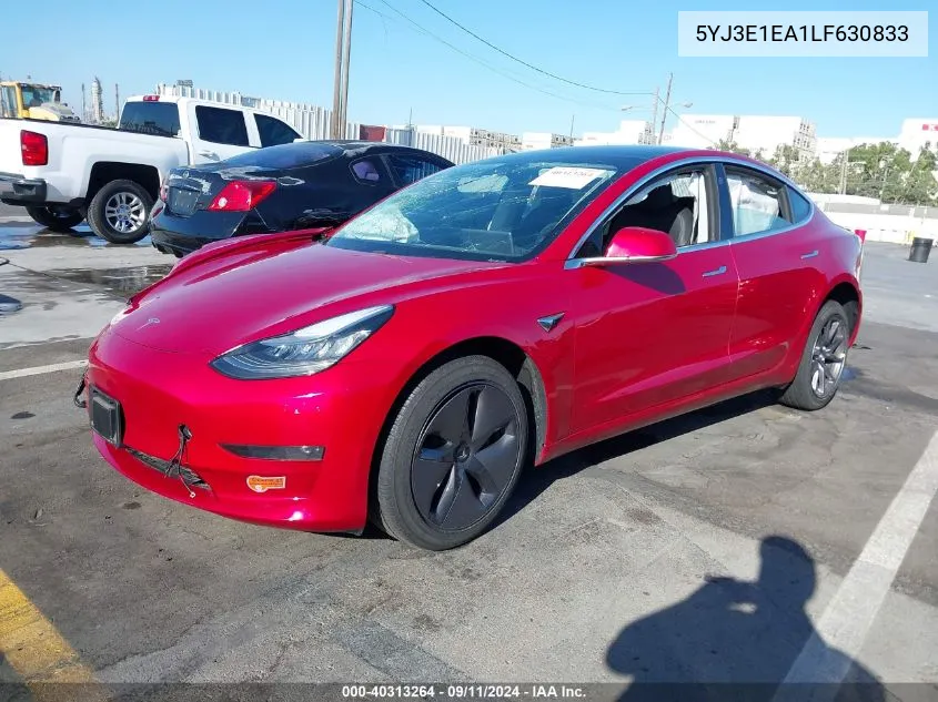 2020 Tesla Model 3 Standard Range Plus Rear-Wheel Drive/Standard Range Rear-Wheel Drive VIN: 5YJ3E1EA1LF630833 Lot: 40313264