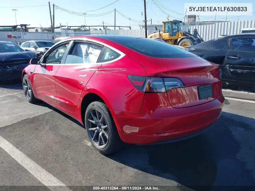 2020 Tesla Model 3 Standard Range Plus Rear-Wheel Drive/Standard Range Rear-Wheel Drive VIN: 5YJ3E1EA1LF630833 Lot: 40313264