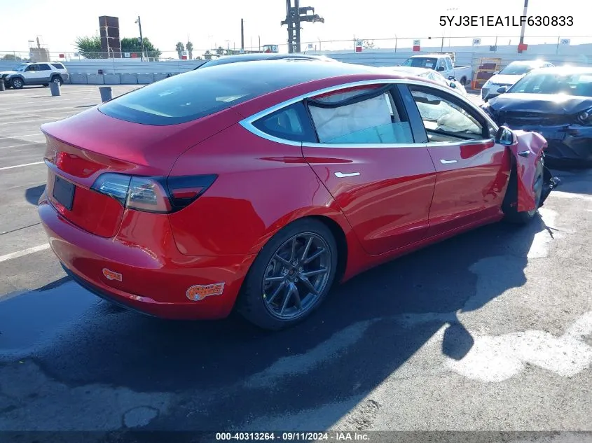 2020 Tesla Model 3 Standard Range Plus Rear-Wheel Drive/Standard Range Rear-Wheel Drive VIN: 5YJ3E1EA1LF630833 Lot: 40313264