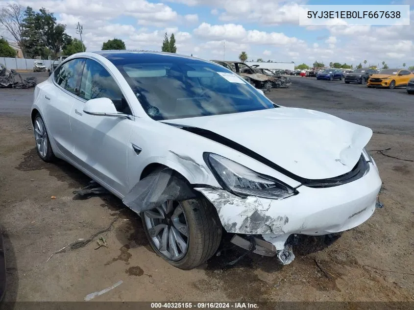 5YJ3E1EB0LF667638 2020 Tesla Model 3