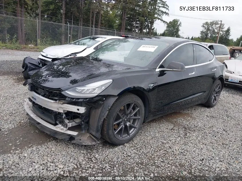 2020 Tesla Model 3 VIN: 5YJ3E1EB3LF811733 Lot: 40334358