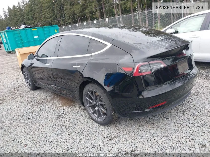 2020 Tesla Model 3 VIN: 5YJ3E1EB3LF811733 Lot: 40334358