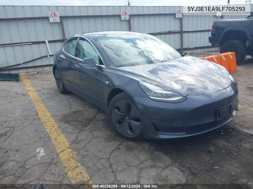 2020 Tesla Model 3 Standard Range Plus Rear-Wheel Drive/Standard Range Rear-Wheel Drive VIN: 5YJ3E1EA9LF705293 Lot: 40338289