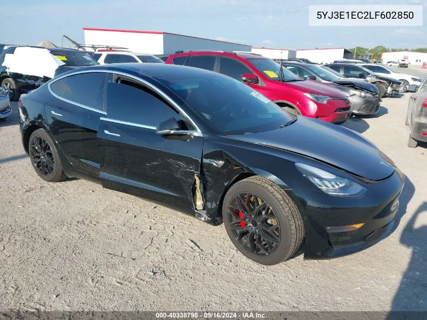 2020 Tesla Model 3 VIN: 5YJ3E1EC2LF602850 Lot: 40338795