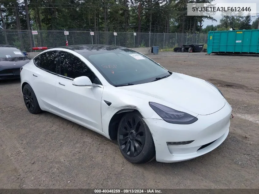 2020 Tesla Model 3 Standard Range Plus Rear-Wheel Drive/Standard Range Rear-Wheel Drive VIN: 5YJ3E1EA3LF612446 Lot: 40348259