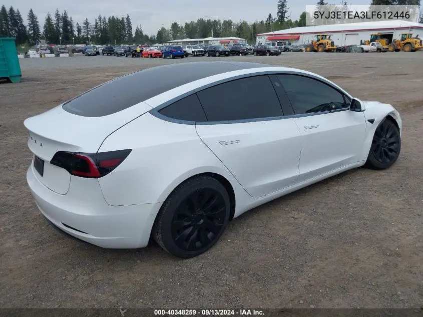 2020 Tesla Model 3 Standard Range Plus Rear-Wheel Drive/Standard Range Rear-Wheel Drive VIN: 5YJ3E1EA3LF612446 Lot: 40348259