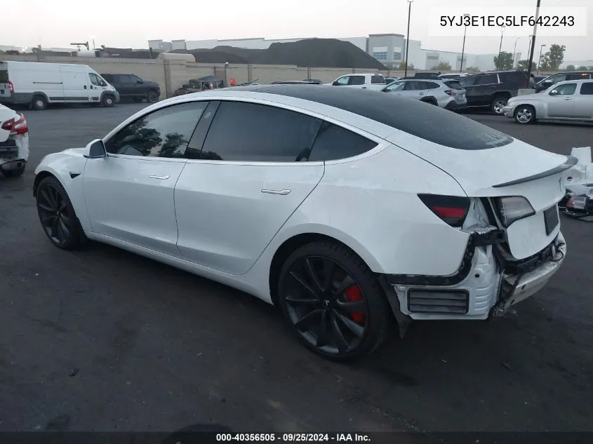 2020 Tesla Model 3 Performance Dual Motor All-Wheel Drive VIN: 5YJ3E1EC5LF642243 Lot: 40356505