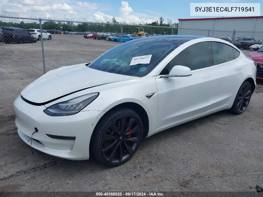 2020 Tesla Model 3 Performance Dual Motor All-Wheel Drive VIN: 5YJ3E1EC4LF719541 Lot: 40358025