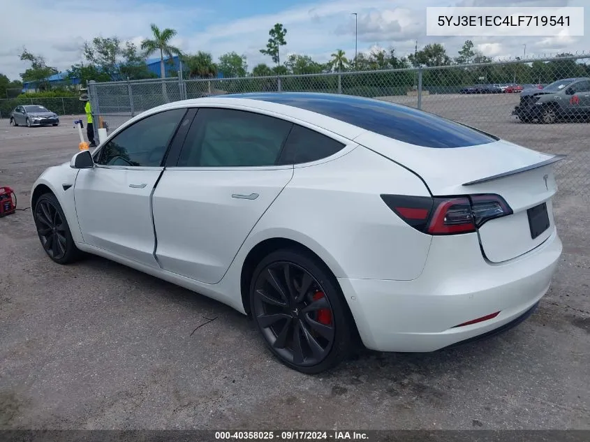 2020 Tesla Model 3 Performance Dual Motor All-Wheel Drive VIN: 5YJ3E1EC4LF719541 Lot: 40358025