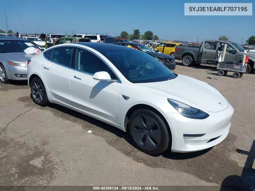 2020 Tesla Model 3 Standard Range Plus Rear-Wheel Drive/Standard Range Rear-Wheel Drive VIN: 5YJ3E1EA8LF707195 Lot: 40359124