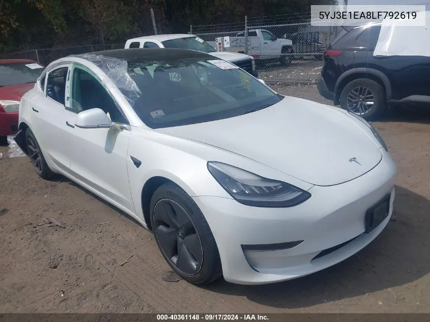 2020 Tesla Model 3 Standard Range Plus Rear-Wheel Drive/Standard Range Rear-Wheel Drive VIN: 5YJ3E1EA8LF792619 Lot: 40361148