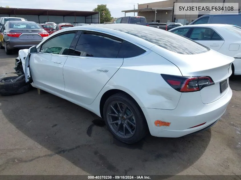 2020 Tesla Model 3 VIN: 5YJ3E1EA5LF634108 Lot: 40370238