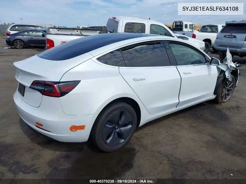 2020 Tesla Model 3 VIN: 5YJ3E1EA5LF634108 Lot: 40370238