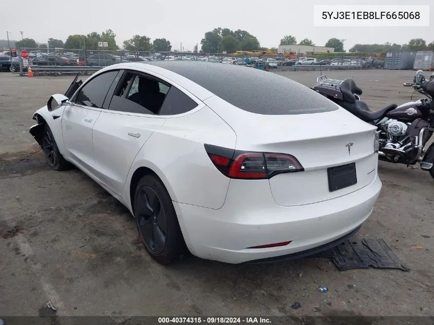 2020 Tesla Model 3 Long Range Dual Motor All-Wheel Drive VIN: 5YJ3E1EB8LF665068 Lot: 40374315