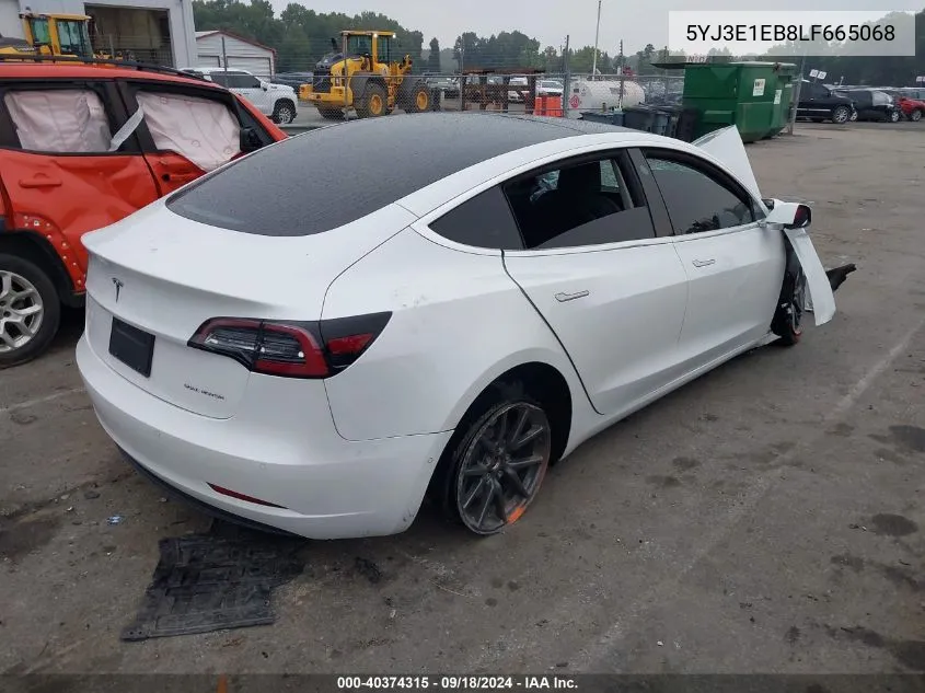 2020 Tesla Model 3 Long Range Dual Motor All-Wheel Drive VIN: 5YJ3E1EB8LF665068 Lot: 40374315