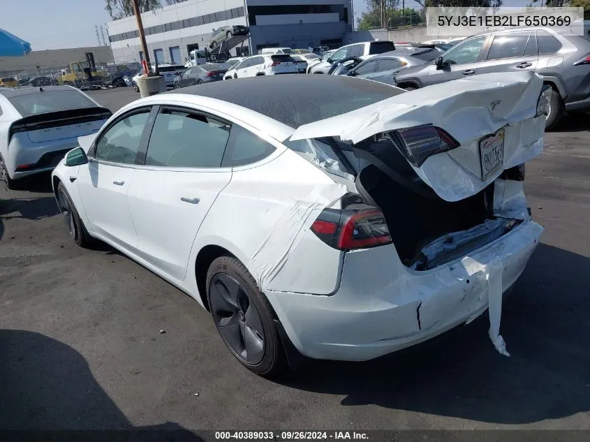 2020 Tesla Model 3 Long Range Dual Motor All-Wheel Drive VIN: 5YJ3E1EB2LF650369 Lot: 40389033