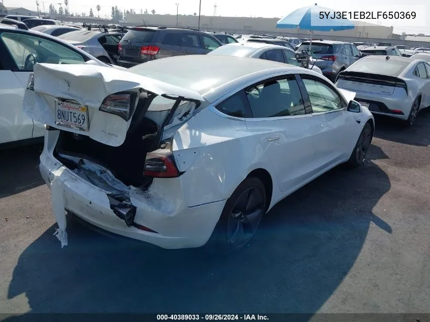 2020 Tesla Model 3 Long Range Dual Motor All-Wheel Drive VIN: 5YJ3E1EB2LF650369 Lot: 40389033