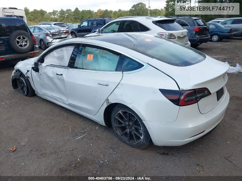 2020 Tesla Model 3 Long Range Dual Motor All-Wheel Drive VIN: 5YJ3E1EB9LF744717 Lot: 40403756