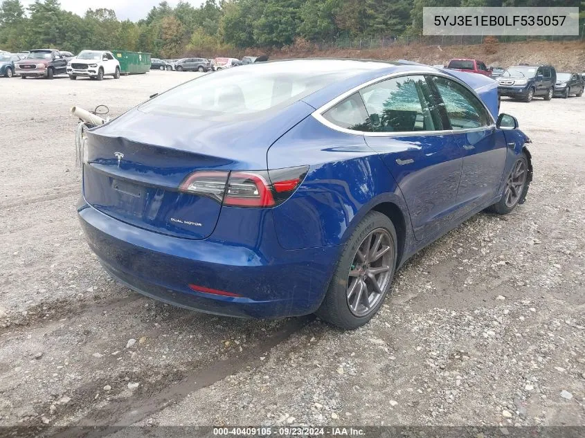 2020 Tesla Model 3 Long Range Dual Motor All-Wheel Drive VIN: 5YJ3E1EB0LF535057 Lot: 40409105