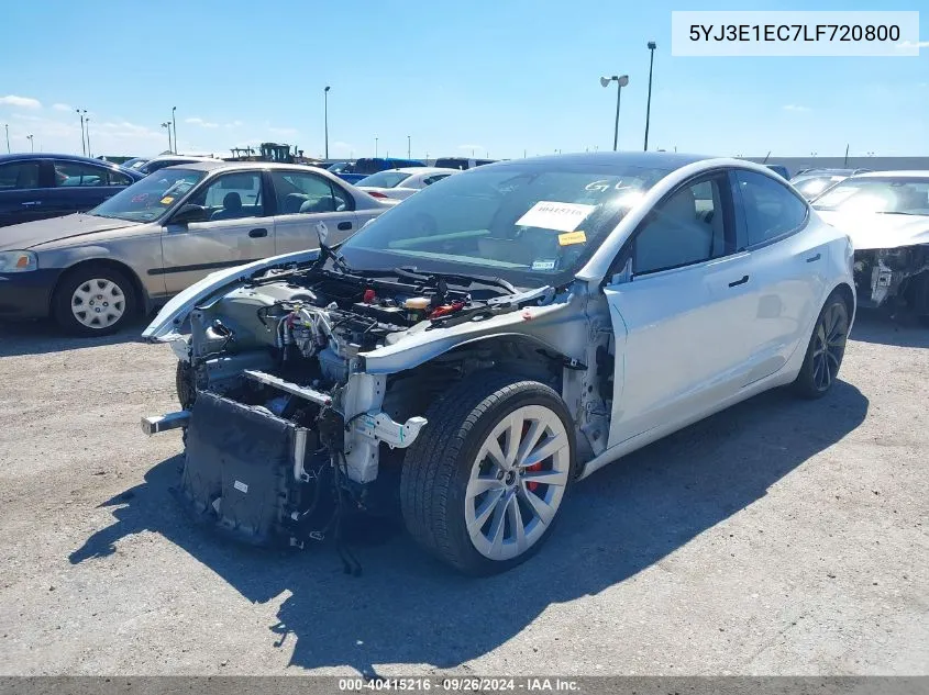 2020 Tesla Model 3 Performance Dual Motor All-Wheel Drive VIN: 5YJ3E1EC7LF720800 Lot: 40415216