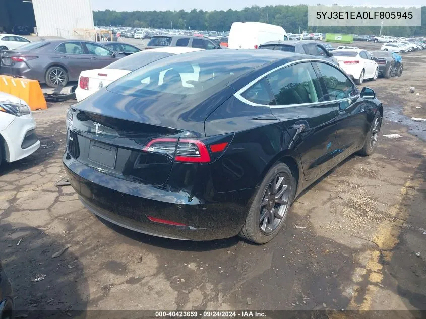 2020 Tesla Model 3 VIN: 5YJ3E1EA0LF805945 Lot: 40423659