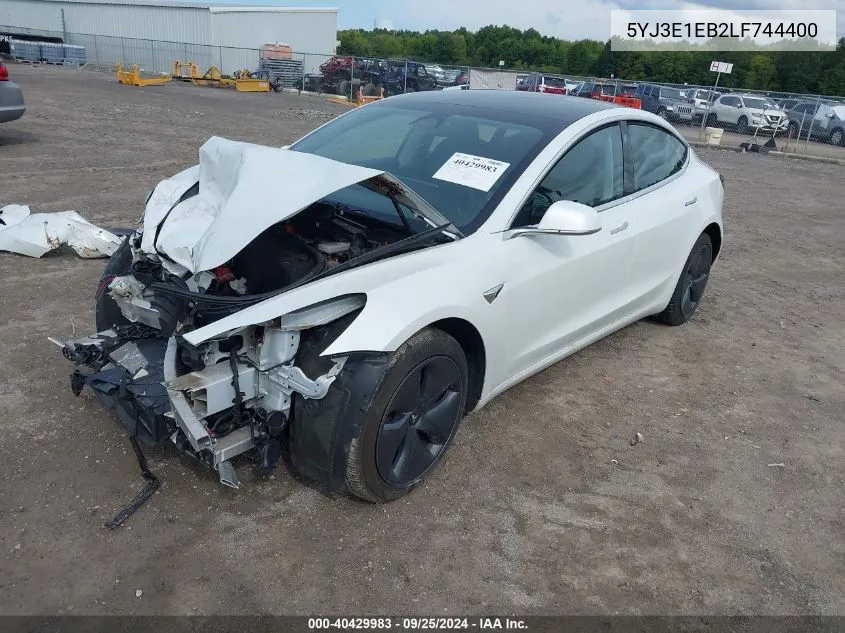 2020 Tesla Model 3 Long Range Dual Motor All-Wheel Drive VIN: 5YJ3E1EB2LF744400 Lot: 40429983