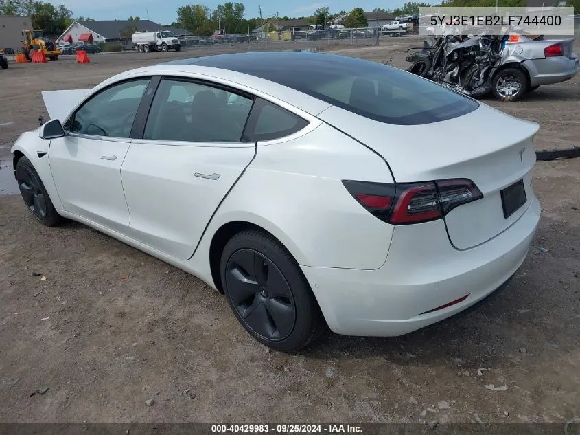 2020 Tesla Model 3 Long Range Dual Motor All-Wheel Drive VIN: 5YJ3E1EB2LF744400 Lot: 40429983