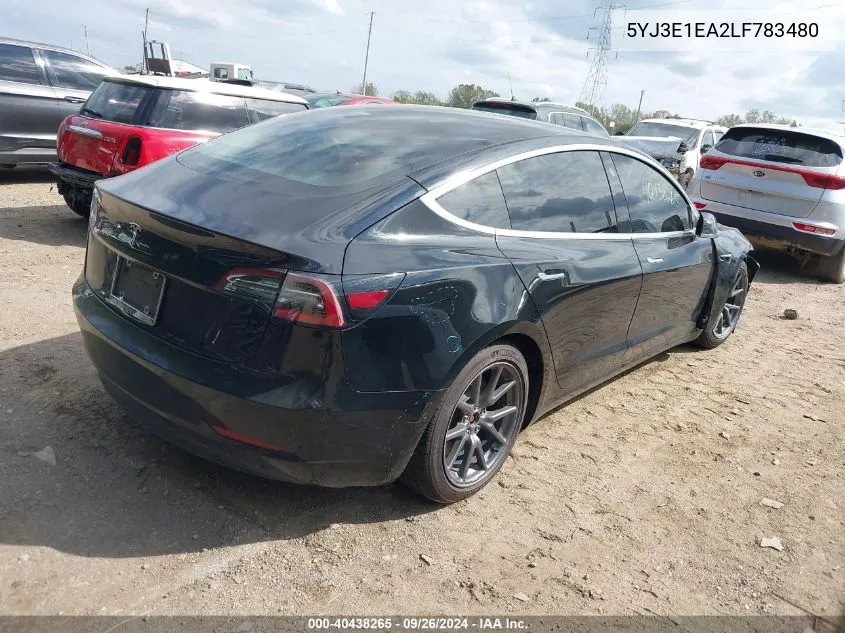 2020 Tesla Model 3 VIN: 5YJ3E1EA2LF783480 Lot: 40438265